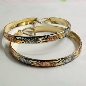 Brazilian Gold earrings, Gold Hoops, Tricolor Gold Earrings, Gold filled Jewelry